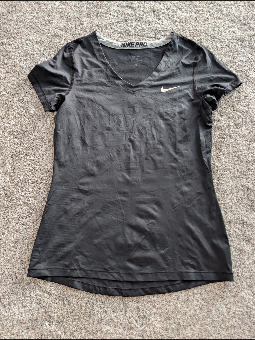 Nike Pro Dri-FIT Black V-Neck Short Sleeve Training Shirt Size L